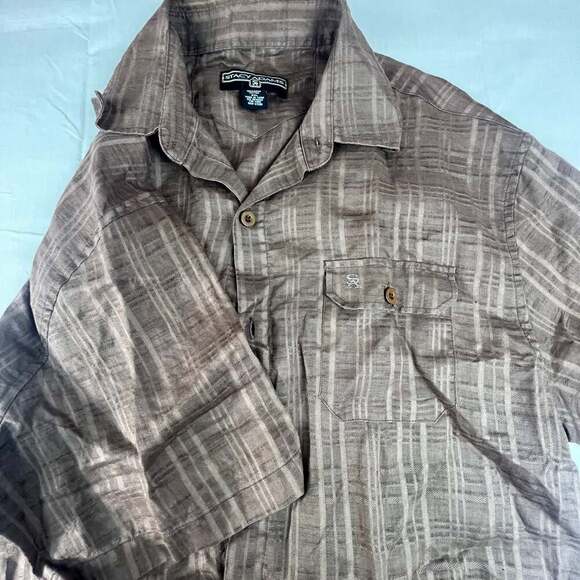 Stacy Adams Men's 2XL Short Sleeve Brown Cotton Linen Shirt - Picture 1 of 10